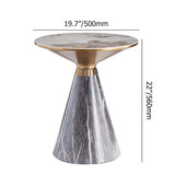 Gray & Gold Hourglass-Shape End Table with Stone Top & Stainless Steel Base-Richsoul-End &amp; Side Tables,Furniture,Living Room Furniture
