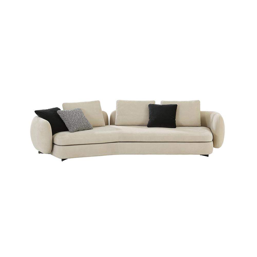 Contemporary Beige Upholstered Sectional Sofa with Black Metal Leg-Richsoul-Furniture,Living Room Furniture,Sofas &amp; Loveseats