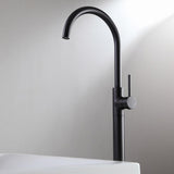 Brewst Modern Style Matte Black Single Single Handled Freistanding Tub Filler Faucet Solid Brass