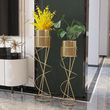 Nordique Round Metal Plant Stand Standing Plant Shelfs in Gold