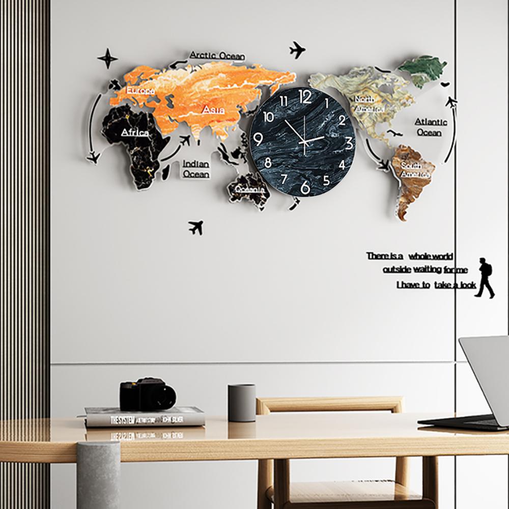 World Map Wall Clock (Black)