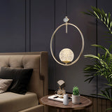 Globo de acrílico con luz colgante geométrica LED dorada de 1 luz para dormitorio y sala de estar