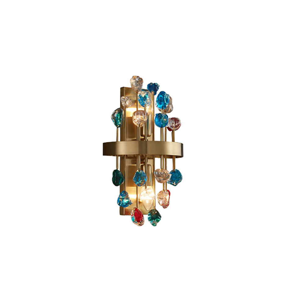 Light Luxury Crystal Wall Light with Gold Back Plate for Entryway