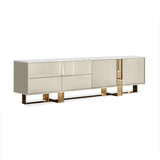 86.6" Marble Top Rectangular TV Console with 4 Drawers & 2 Doors in Champagne-Richsoul-Furniture,Living Room Furniture,TV Stands