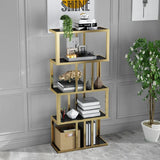 Modern Freestanding Irregular Etagere Bookshelf in Gold & Black