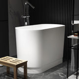 40 "モダンな深い楕円形の自立型マット白い石の樹脂日本の浸漬浴槽