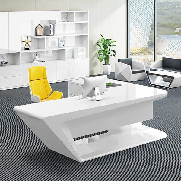Modern L-Shaped Desk with Storage in MDF & Metal White Computer Desk L ...