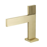 Grifo de lavabo de baño moderno de oro cepillado de una sola manija de latón macizo de 1 orificio
