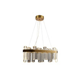 Modern Oval Glass LED Kitchen Island Light in Gold with Warm Light