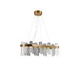 Modern Oval Glass LED Kitchen Island Light in Gold with Warm Light