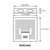 Wandmontiertes 16-Zoll-Duschsystem in Schwarz, 4-Funktions-Thermostat