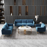 3-Piece Gray Modern Velvet Living Room Sofa Set with Cushion-Richsoul-Furniture,Living Room Furniture,Living Room Sets