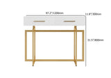 40" Narrow Console Table with Storage Drawers White Entryway Table with Metal Legs