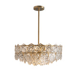 Modern Tiered Glass 9-Light Chandelier with Adjustable Hanging Rod