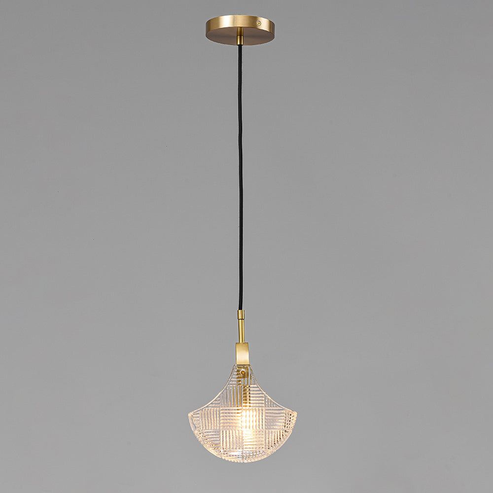 Minimalism 1-Light Glass Brass Pendant Light Gold Hanging Ceiling Light