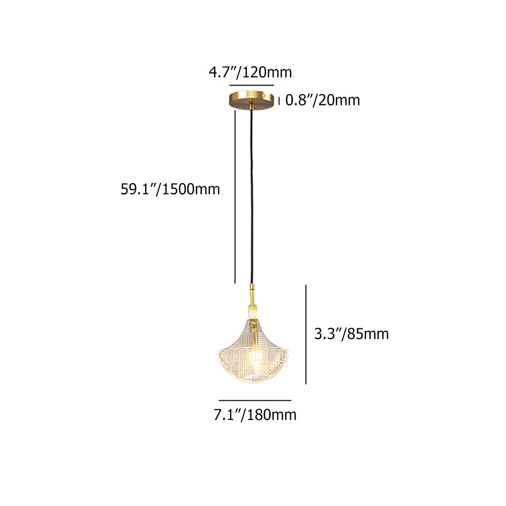 Minimalism 1-Light Glass Brass Pendant Light Gold Hanging Ceiling Light
