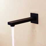 Contemporary Square Solid Brass Wall Mounted Tub Filler Spout in Matte Black Finish