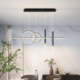 Lámpara colgante geométrica de metal con isla de cocina regulable en negro