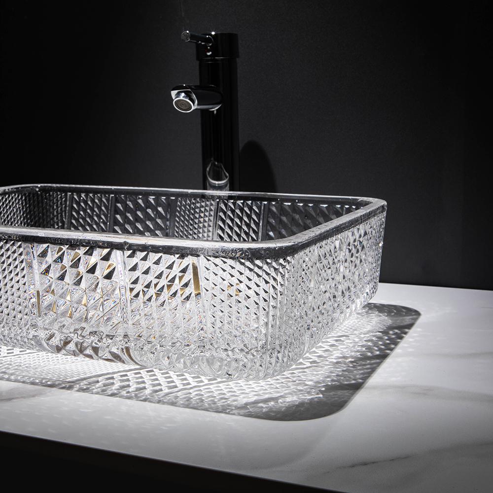Glass Rectangle Transparent Bathroom Sink Wash Sink Designs for Bathroom Room