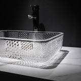 Diseños transparentes del fregadero del lavado del fregadero del cuarto de baño del rectángulo de cristal para el sitio del cuarto de baño