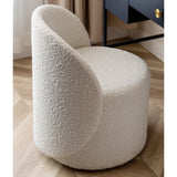 Nordic Wool Boucle Round Vanity Stool Accent Chair with Low Back