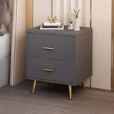 منضدة الخشب الحديثة مع أرجل ذهبية 2-drawer بجانب السرير باللون الأبيض