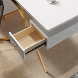 55 "Ultra Modern White and Gold Computer Writing Desk avec stockage et tiroir