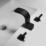 Contemporary Widespread Waterfall Spout Deck Mounted Bathroom Sink Faucet Double Handle