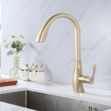 Single Hole Pull-out Kitchen Faucet Solid Brass Peacock-shaped
