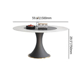 Mesa de comedor redonda en blanco y negro de 53.1" con tablero Lazy Susan y piedra