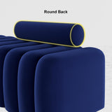 Modern Line Tufted Bench Upholstered Bench with Round Back Blue