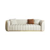 Modernes, 219 cm langes, mit Kunstleder gepolstertes 3-Sitzer-Sofa mit goldenen Beinen