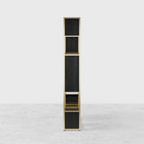 78インチ モダン ブラック スチール 幾何学本棚 6段本棚 木製背の高い本棚
