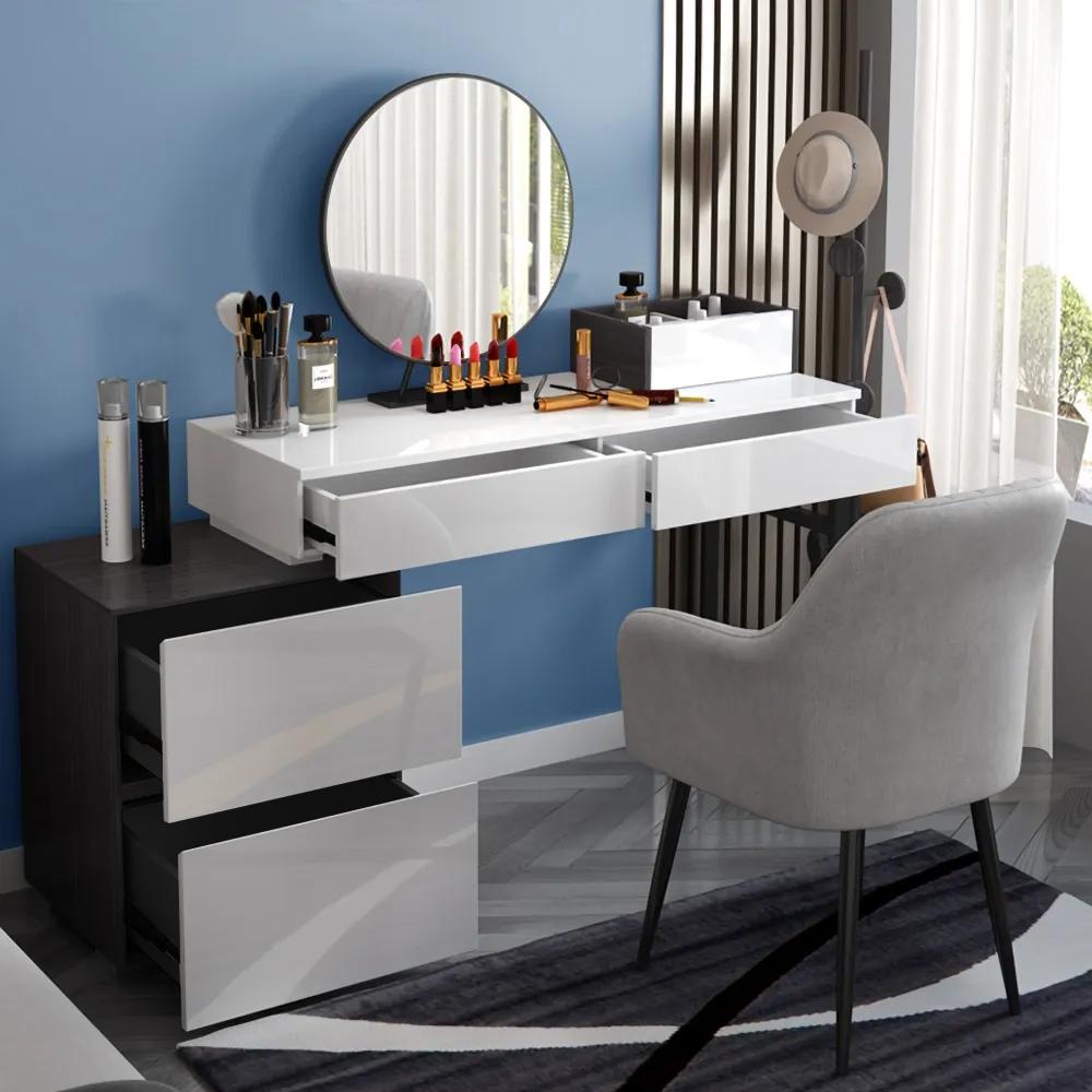 Vanity Table with Lighted Mirror, TZUTOGETHER Elegant Makeup Vanity  Dressing Table with LED Lights and 2 Drawers & Cushioned Stool & Storage  Shelves for Women Girls - Walmart.com
