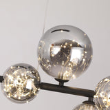 Modernes 7-Licht-Schwarz-Kücheninsel-Licht mit Glaskugelschirm-Deckenpendelleuchten