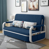 Sofá cama gris claro Loveseat algodón y lino tapizado con estructura de madera maciza
