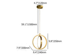 Gold Geométric Light Light 2-Ring LED HORNING LIGHT en laiton