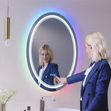 Modern Oval 24" x 32" RGB LED Frameless Bathroom Wall Mirror Anti-Fog