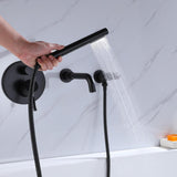 Robinet de remplissage de baignoire noir mate mural moderne avec laiton massif de la poignée de main