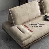 MidCentury Modern Pull Out Sofa Bed Khaki Wood Convertible Sleeper Sofa  Cotton & Linen - Cocochairs
