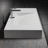 40 "Mur-Hung Stone Resin Rectangle de salle de bain lavabé de salle de bain en blanc mat
