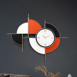 Reloj de pared de metal silencioso abstracto de metal geométrico y cuero sintético moderno novedoso
