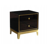 Modern Black & White MDF Nightstand with 2 Drawers and Stainless Steel Leg