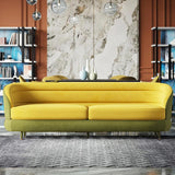 Modernes, 243 cm großes, gepolstertes 3-Sitzer-Sofa mit gelbem und grünem Samt und goldenen Beinen