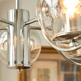 Light en verre chromé en verre chandelier de lustre à 5 légers