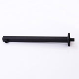 16 Inch Wall Mounted Solid Brass Square Shower Arm with Flange in Matte Black
