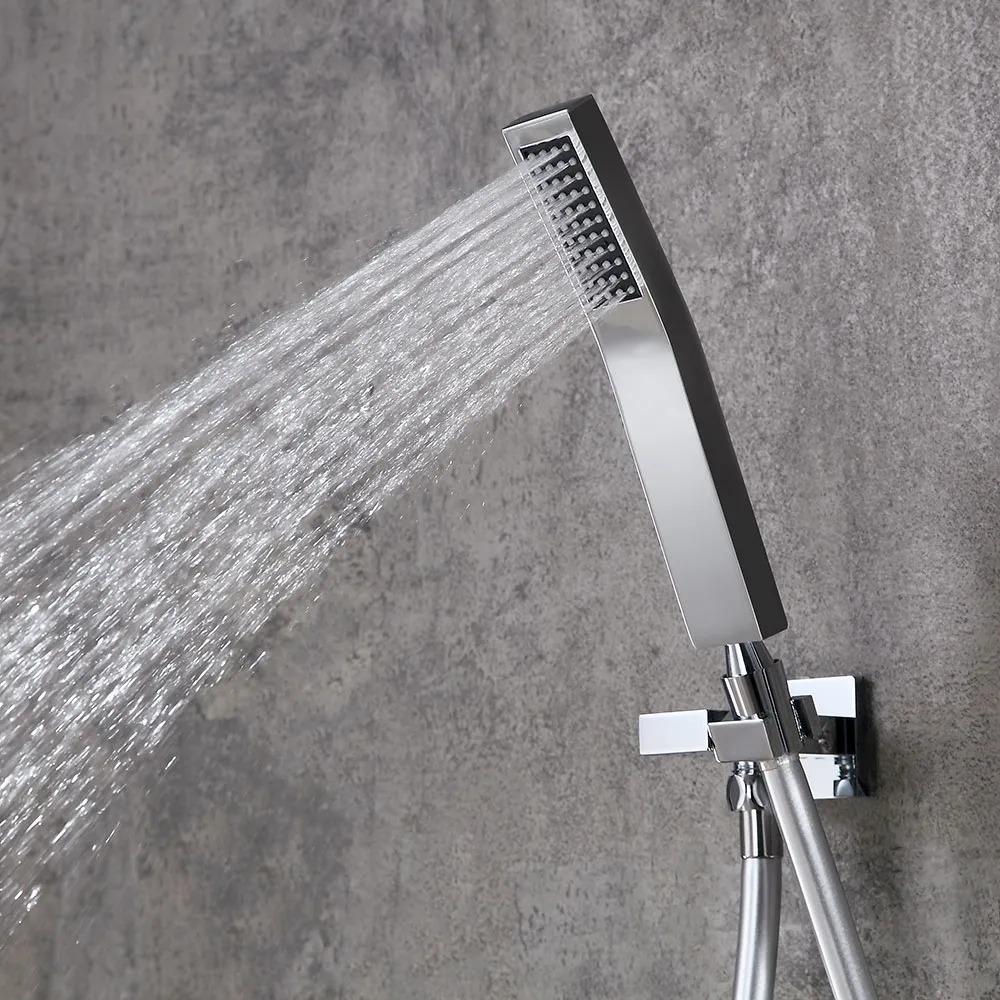 Modern 16" Chrome Thermostatic Rain Shower System with Handheld Shower & 3 Body Sprays