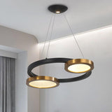 Lámpara colgante LED de araña circular moderna en negro y dorado