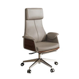 Liegender Leder-Büro-Schreibtisch-Stuhl mit hoher Rückenlehne, verstellbarer Drehstuhl in Khaki