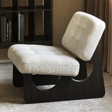 Modern Boucle Lounge Chair White & Black Accent Chair Ash Wood Upholstery